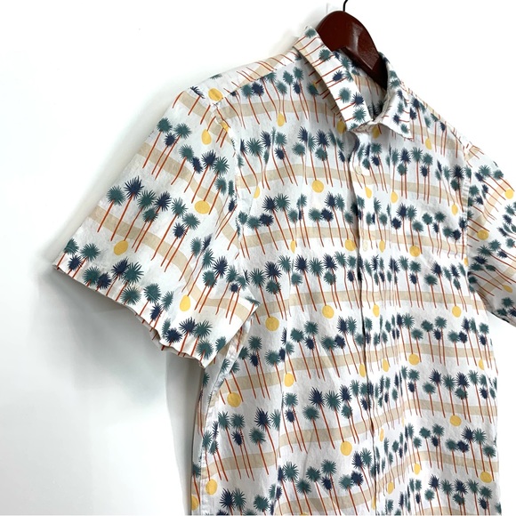Men’s Cotton & Co Palm Tree Short Sleeve Casual Button Up Shirt Size Medium - Picture 3 of 16